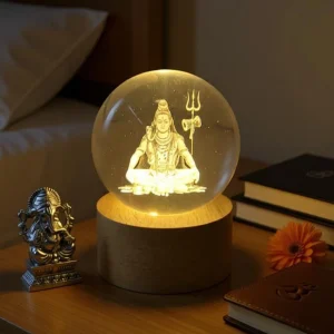 Aipom 3D Crystal LED Shiv Ji Lamp on Tiger | Gift for Navratri, Diwali & Decoration Night Lamp (9 cm, Yellow)